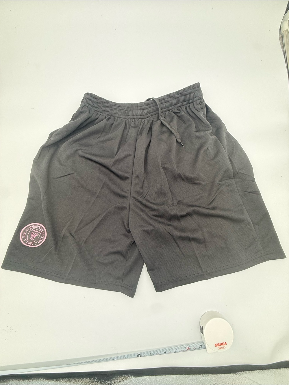 miami Black Athletic Drawstring Shorts with Pink Logo